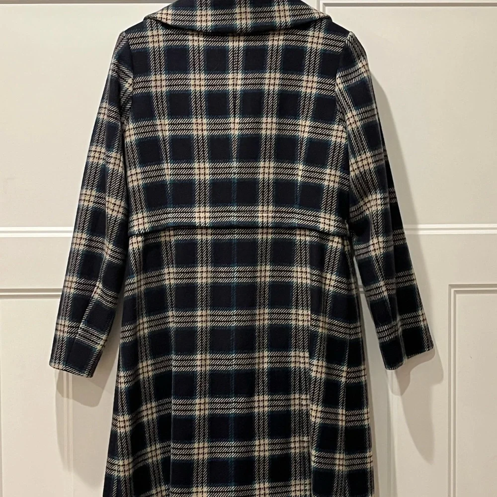 Artis Navy and Cream Plaid Pea Coat - Picture 2 of 5